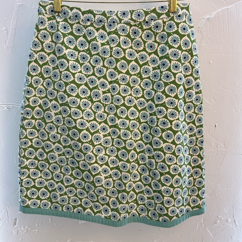 Boden Women’s blue and green Floral knee length skirt size 8